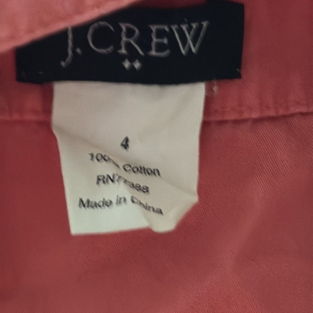 J. Crew coral pleated neckline sleeveless crossed back cotton dress Sz‎ 4 - Picture 5 of 5
